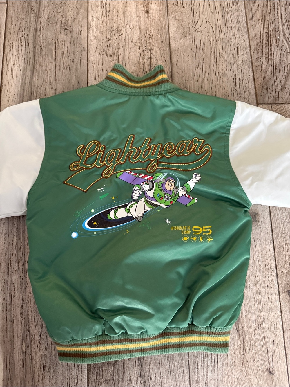 Like new Kids Disney toddler boys Buzz Lightyear Bomber Jacket Green/White XXS